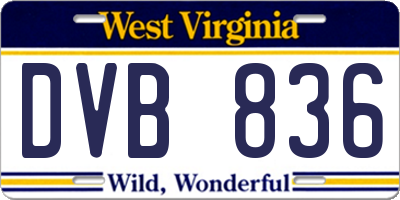 WV license plate DVB836