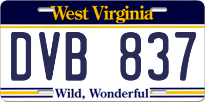 WV license plate DVB837