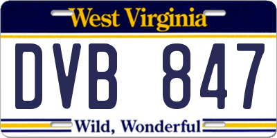 WV license plate DVB847