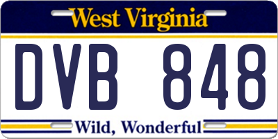 WV license plate DVB848