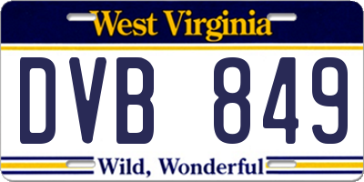 WV license plate DVB849