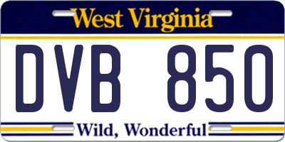 WV license plate DVB850