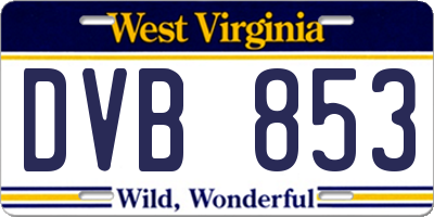 WV license plate DVB853