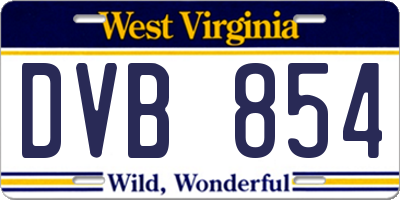 WV license plate DVB854