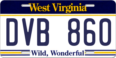 WV license plate DVB860