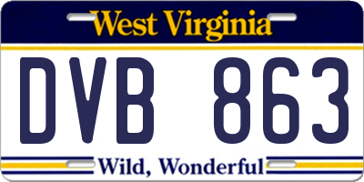WV license plate DVB863