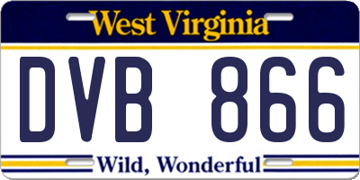 WV license plate DVB866