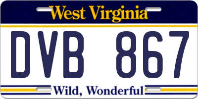 WV license plate DVB867
