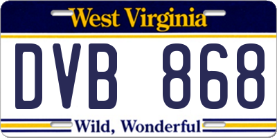 WV license plate DVB868