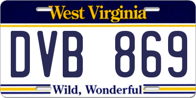 WV license plate DVB869