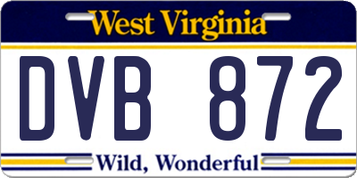 WV license plate DVB872