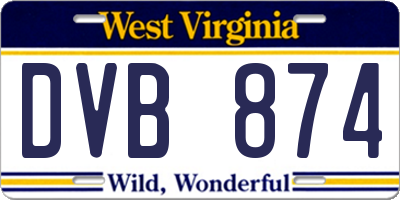 WV license plate DVB874