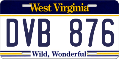 WV license plate DVB876
