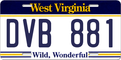 WV license plate DVB881