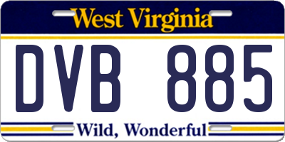 WV license plate DVB885
