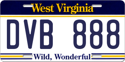 WV license plate DVB888