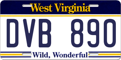 WV license plate DVB890