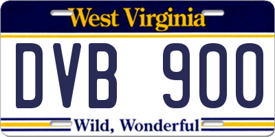 WV license plate DVB900