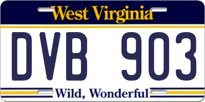 WV license plate DVB903