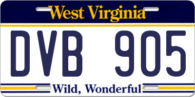 WV license plate DVB905