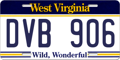 WV license plate DVB906