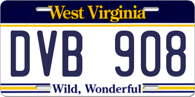 WV license plate DVB908