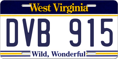 WV license plate DVB915