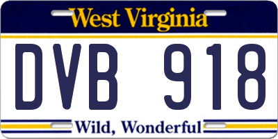 WV license plate DVB918