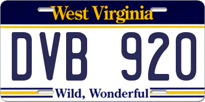 WV license plate DVB920