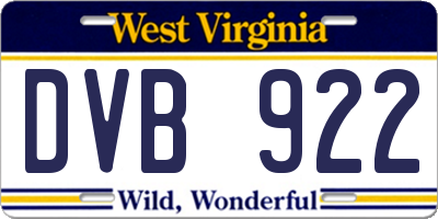 WV license plate DVB922