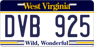 WV license plate DVB925