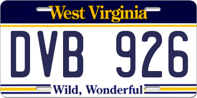 WV license plate DVB926