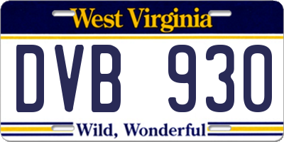 WV license plate DVB930