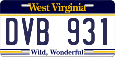 WV license plate DVB931