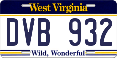 WV license plate DVB932
