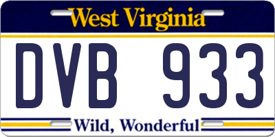 WV license plate DVB933