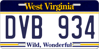 WV license plate DVB934