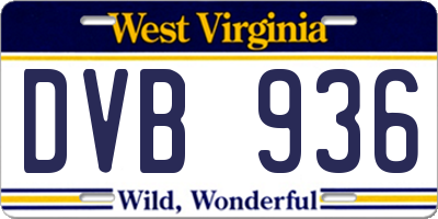 WV license plate DVB936