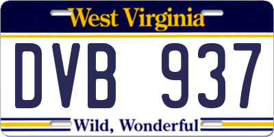 WV license plate DVB937
