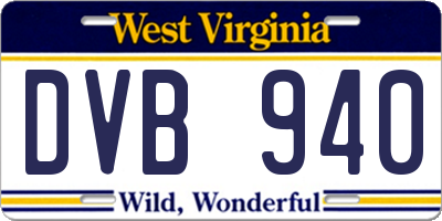 WV license plate DVB940