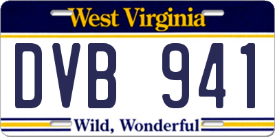 WV license plate DVB941