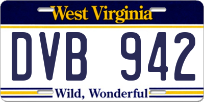 WV license plate DVB942