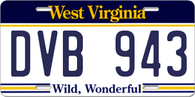 WV license plate DVB943