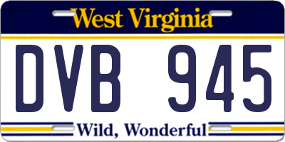WV license plate DVB945