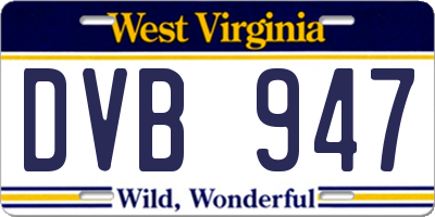 WV license plate DVB947