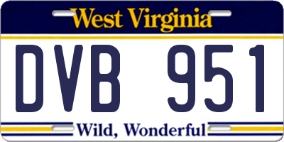WV license plate DVB951