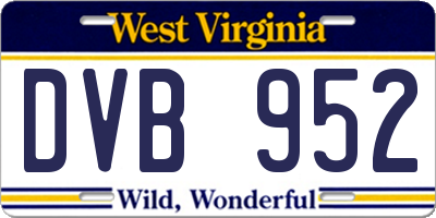 WV license plate DVB952