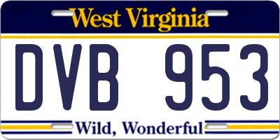 WV license plate DVB953