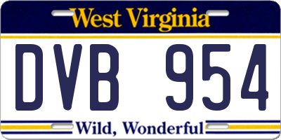 WV license plate DVB954