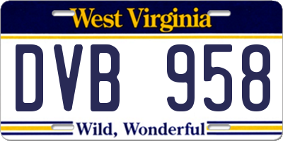 WV license plate DVB958